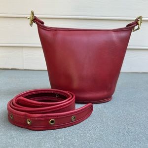 Vintage Coach Leather Maggie Bucket Bag Small Red Crossbody 9019